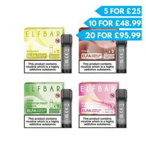 Elf Bar Elfa Pods 5 for £25, 10 for £48.99 or 20 for £95.99