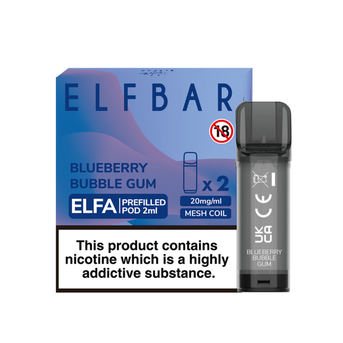 ELF Bar ELFA 20mg (2%) Prefilled Pods (2 pack) blueberry bubblegum