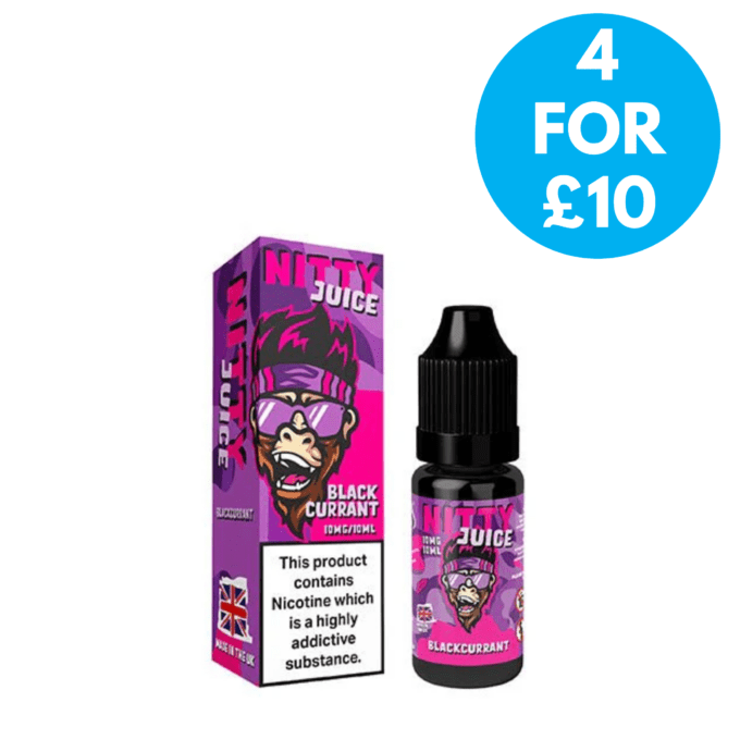 10mg Vapes Bars Nitty Juice Salts 10ml Nic Salt (50VG/50PG) 4 for £10