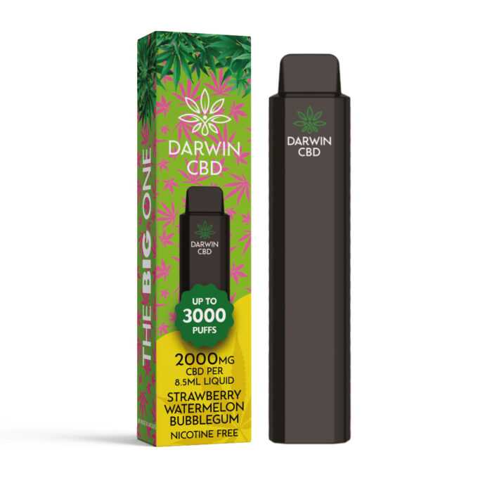 Darwin The Big One 2000mg CBD 3000 Puffs strawberry watermelon bubblegum