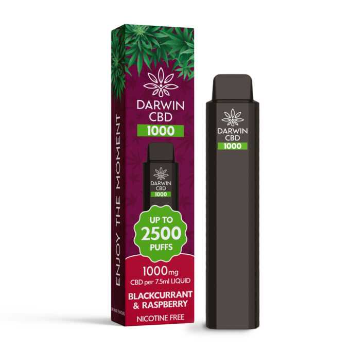 Darwin CBD 1000mg Disposable Vape 2500 Puffs blackcurrant raspberry