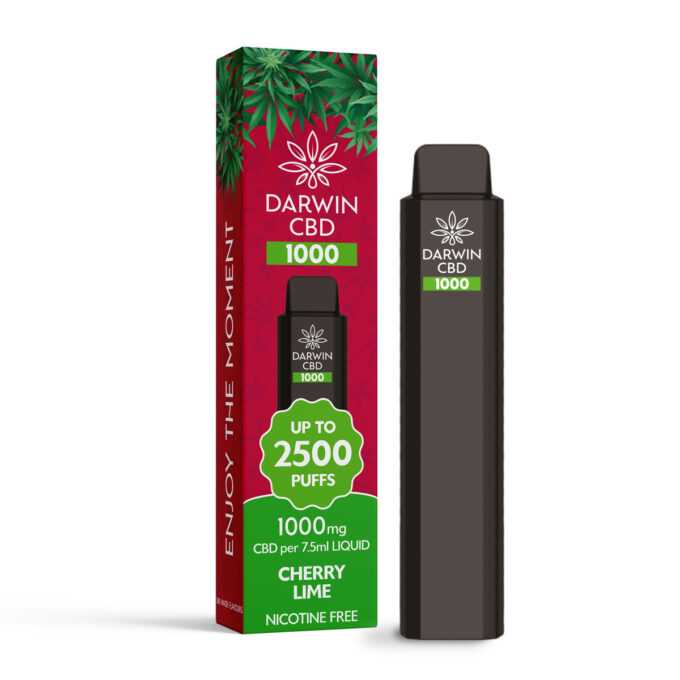 Darwin CBD 1000mg Disposable Vape 2500 Puffs cherry lime