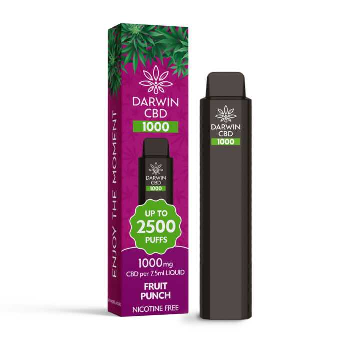 Darwin CBD 1000mg Disposable Vape 2500 Puffs fruit punch