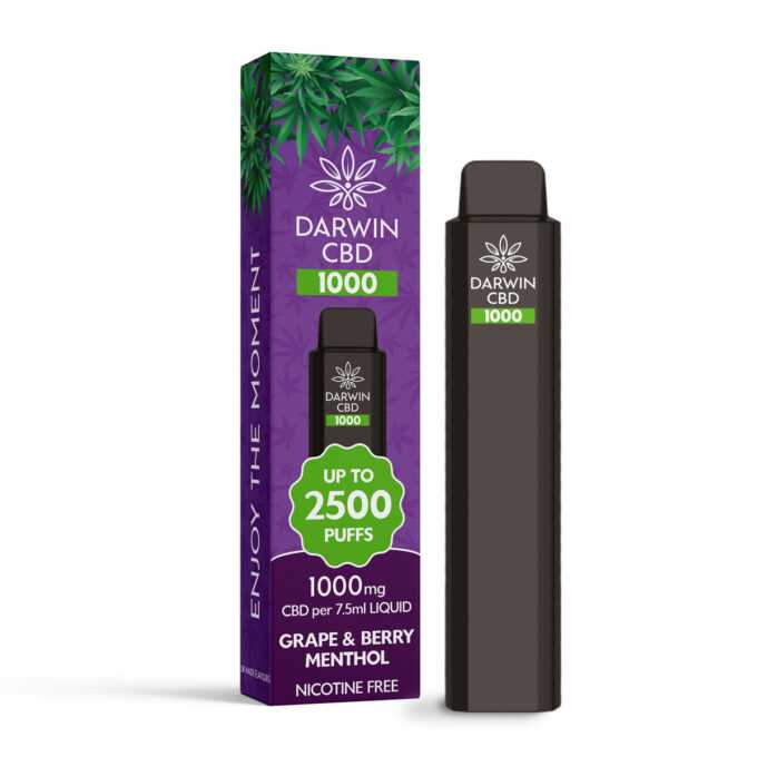 Darwin CBD 1000mg Disposable Vape 2500 Puffs grape berry menthol