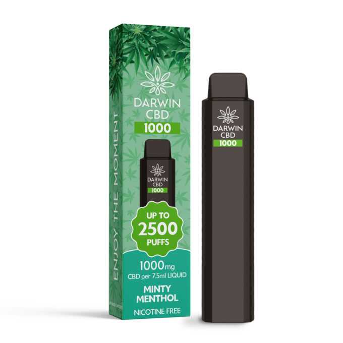 Darwin CBD 1000mg Disposable Vape 2500 Puffs minty menthol