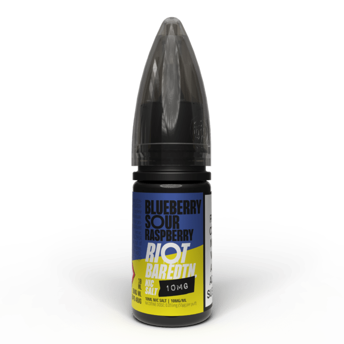 10mg (1%) Riot E-liquid BAR EDTN 10ml Nic Salts blueberry sour raspberry