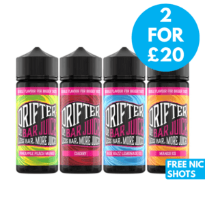 drifter bar disposable vape flavoured 100ml E-liquid 2 for £20 and free nic shots