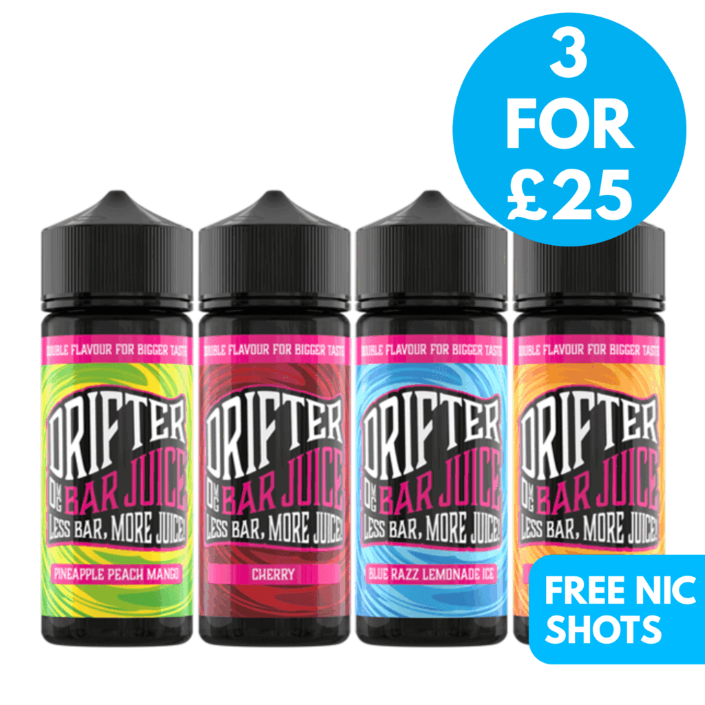 drifter vape juice Drifter Bar Juice 100ml Shortfill - 3 For £25 & FREE nic shots