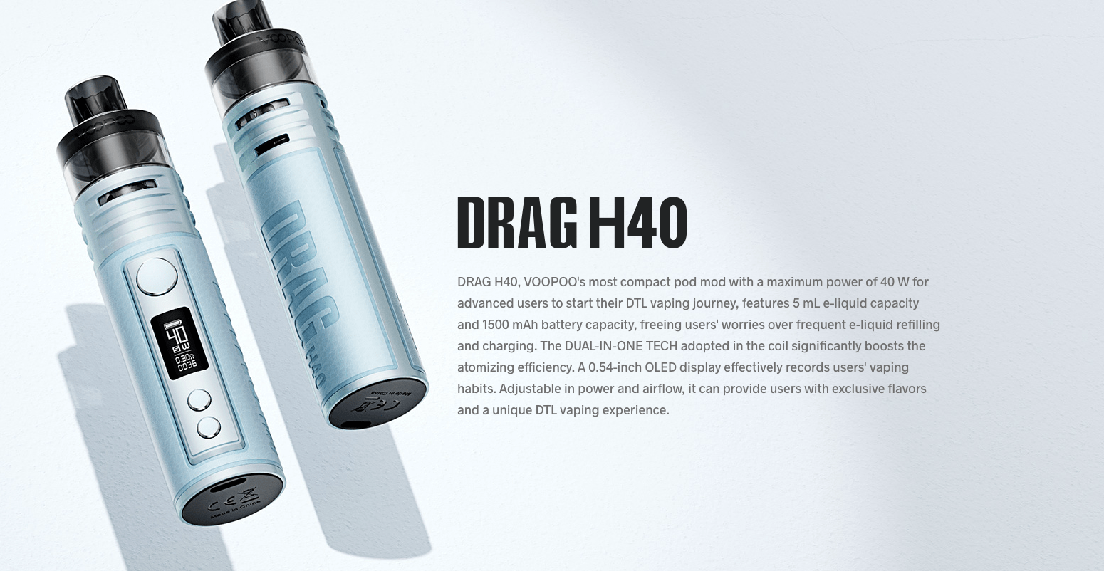 VooPoo Drag H40 40W Kit - VAPE.CO.UK VooPoo Drag H40 40W Kit - VAPE.CO.UK