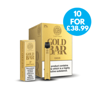 BOX OF 10 Gold Bar 20mg disposable vape - free next day delivery