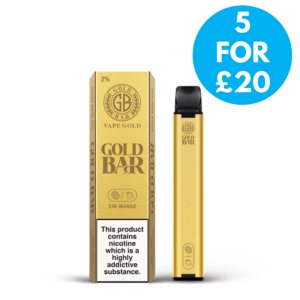 20mg Gold Bar disposable vape 5 for £20 with Free next Day Delivery