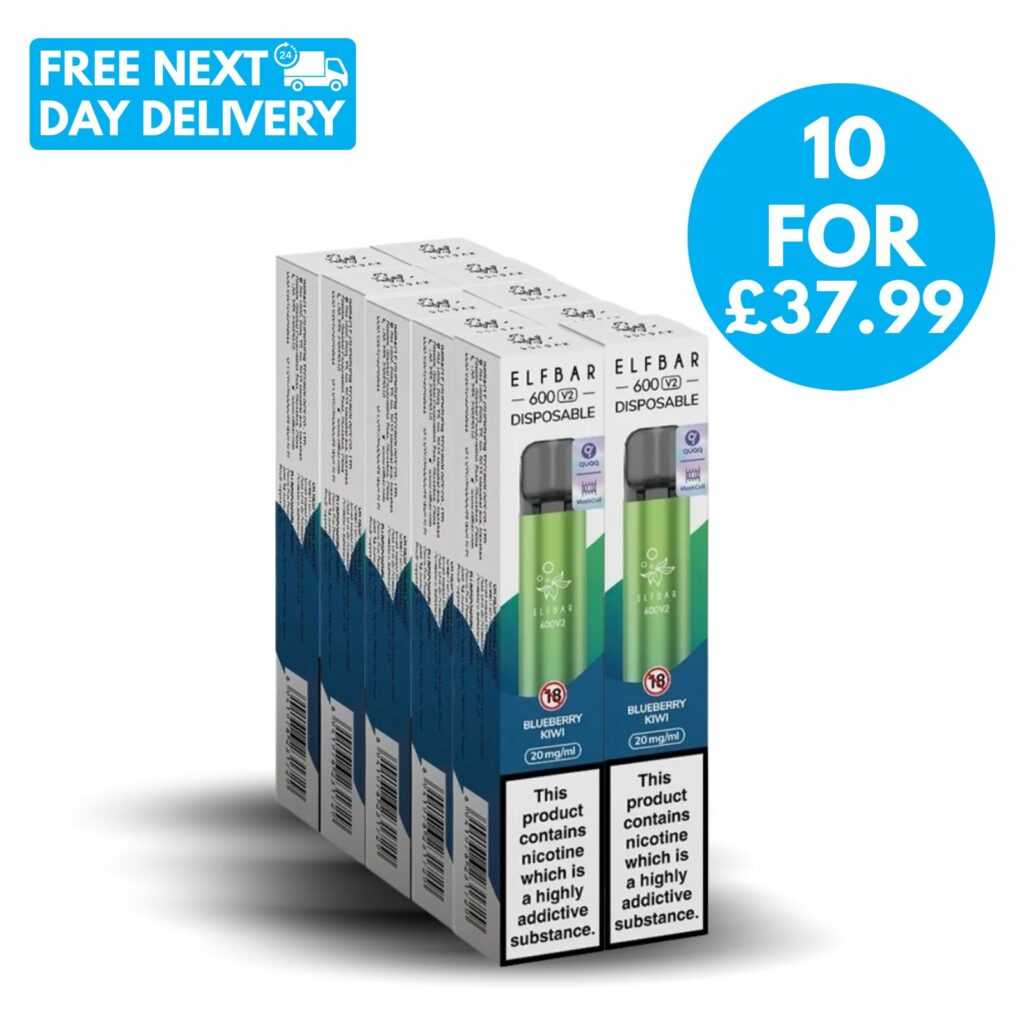 Elf Bar V2 600 Disposable Vape 20mg Box of 10 £37.99 VAPE.CO.UK