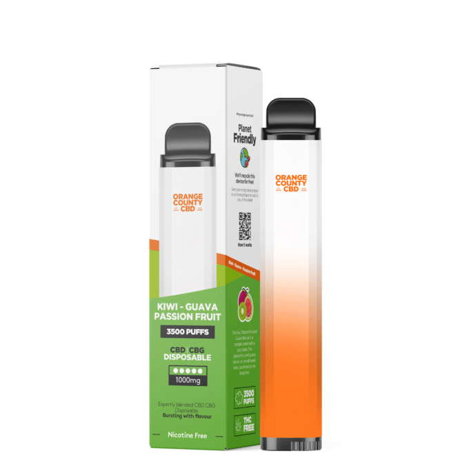 Orange County CBD 1000mg CBD+CBG Disposable Vape kiwi guava passionfruit