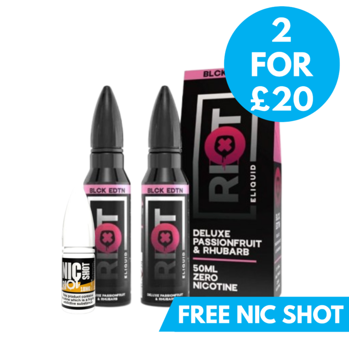 0mg Riot Squad Black Edition V2 2x 50ml Shortfill (70VG/30PG) 2 for £20 free next day shipping and a free riot nic salt