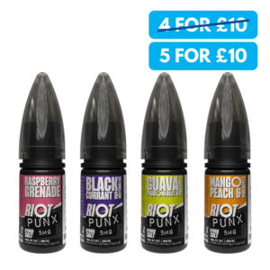 Riot Punx 10mg Nic Salt E-liquid - 5 For £10