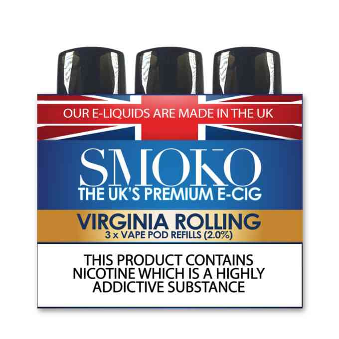 SMOKO Vape Pod Refills - 2.0% Virginia Rolling