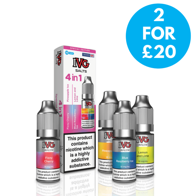 20mg IVG 4 In 1 Nic Salts 2 for £20 and Free Next Day Delivery