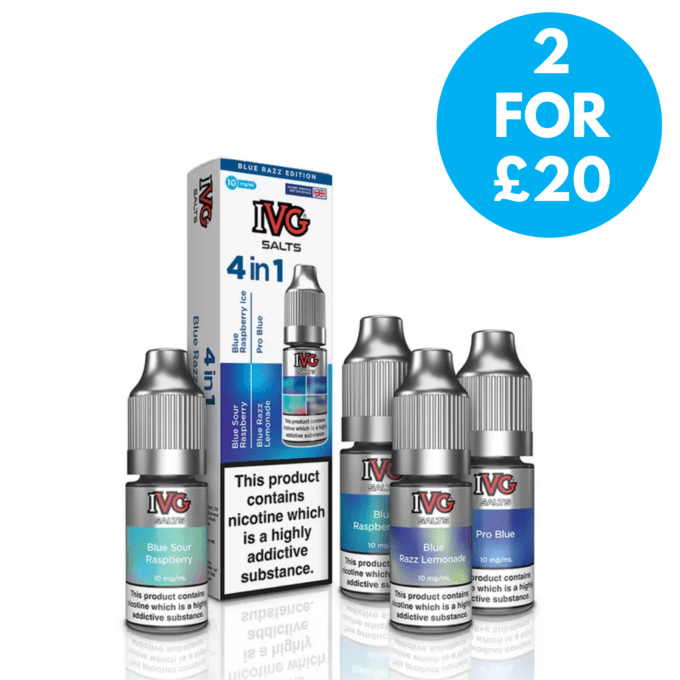 10mg IVG 4 In 1 Nic Salts 2 for £20 and Free Next Day Delivery