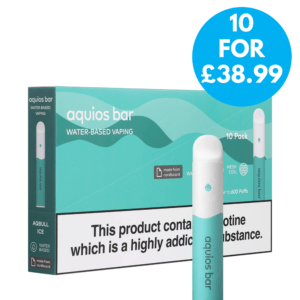 20mg Aquios V3 Bar Water Based Recyclable Disposable Box Of 10 Multipack 10 for £38.99 with free next day shipping