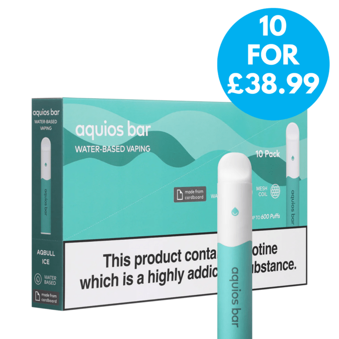 20mg Aquios V3 Bar Water Based Recyclable Disposable Box Of 10 Multipack 10 for £38.99 with free next day shipping