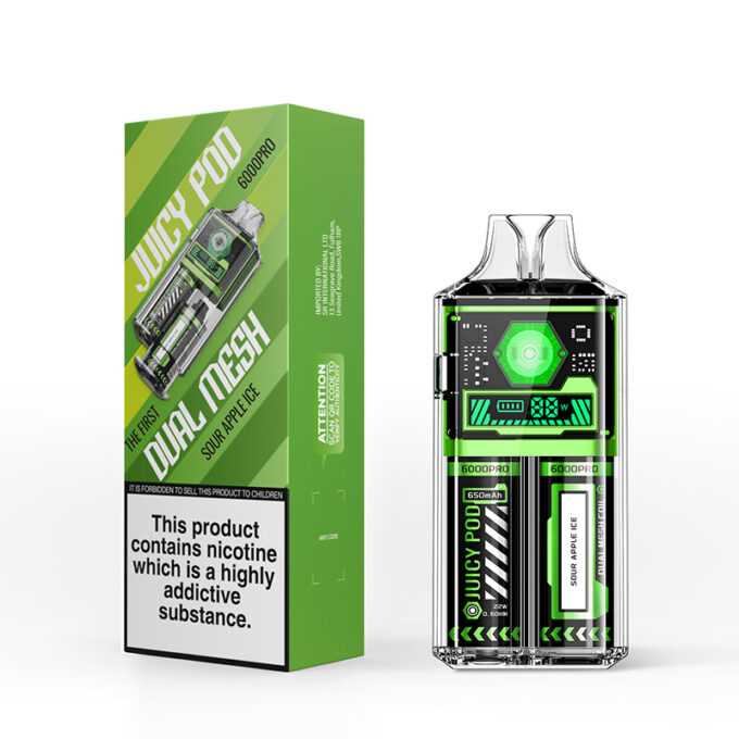 Juicy Pod 6000 (6K Puffs) Pro Disposable sour apple ice