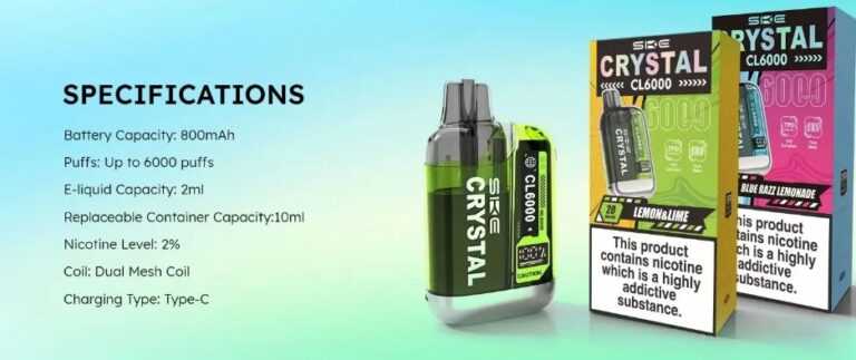 20mg SKE Crystal CL6000 (6K Puffs) - 3 for £30 - FREE 24h Delivery ...