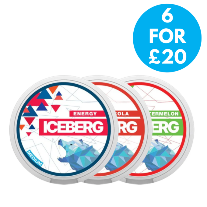 Iceberg Medium Snus 20mg Nicotine Pouches 6 for £20 with free next day shipping