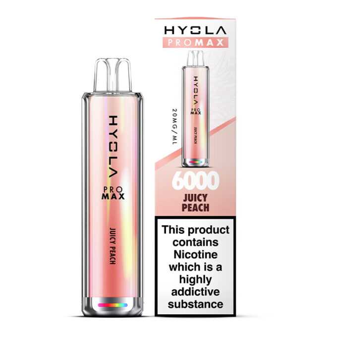 20mg Hyola Pro Max 6000 (6K Puffs) Disposable Vape Juicy Peach