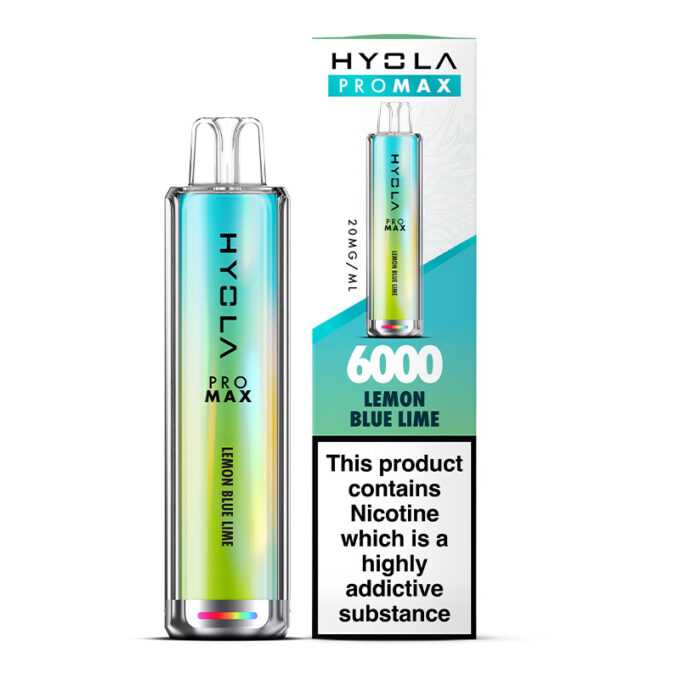 20mg Hyola Pro Max 6000 (6K Puffs) Disposable Vape Lemon Blue Lime