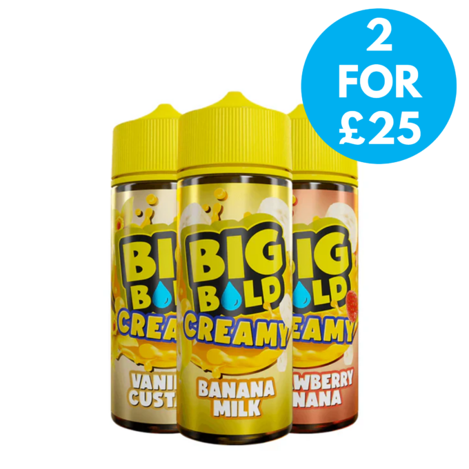 0mg Big Bold Creamy 100ml Shortfill (70VG/30PG) 2 for £25 with free next day shipping