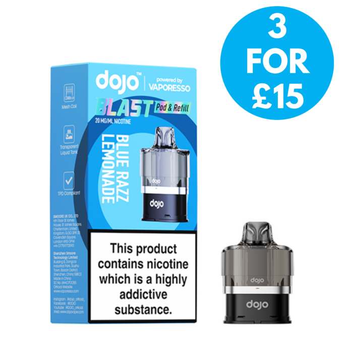 Vaporesso Dojo Blast 6000 Prefilled Replacement Pods 3 For £15 With Free Shipping Over £20!