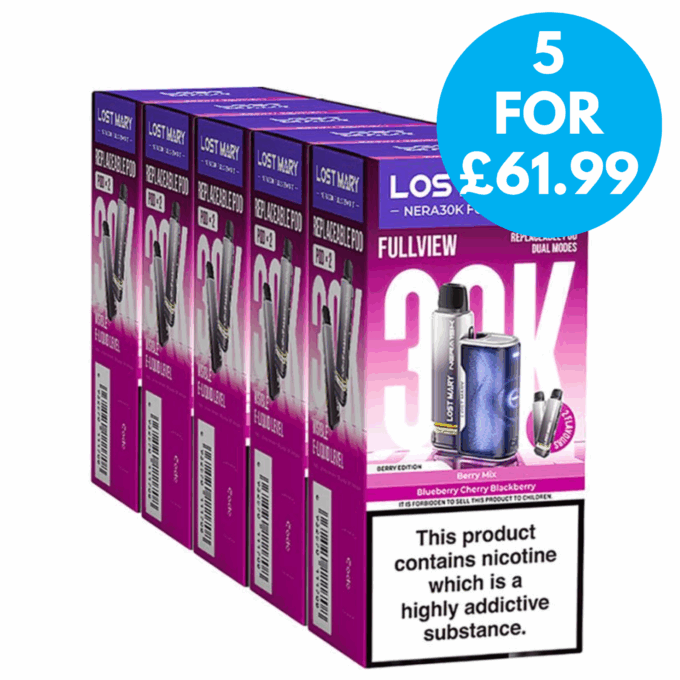 Box Of 5 - Lost Mary Nera 30K Fullview Prefilled Pod Kit MULTIPACK