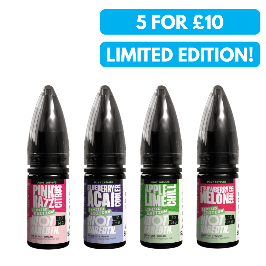 5mg Riot E-liquid BAR EDTN 10ml Nic Salts - 5 For £10