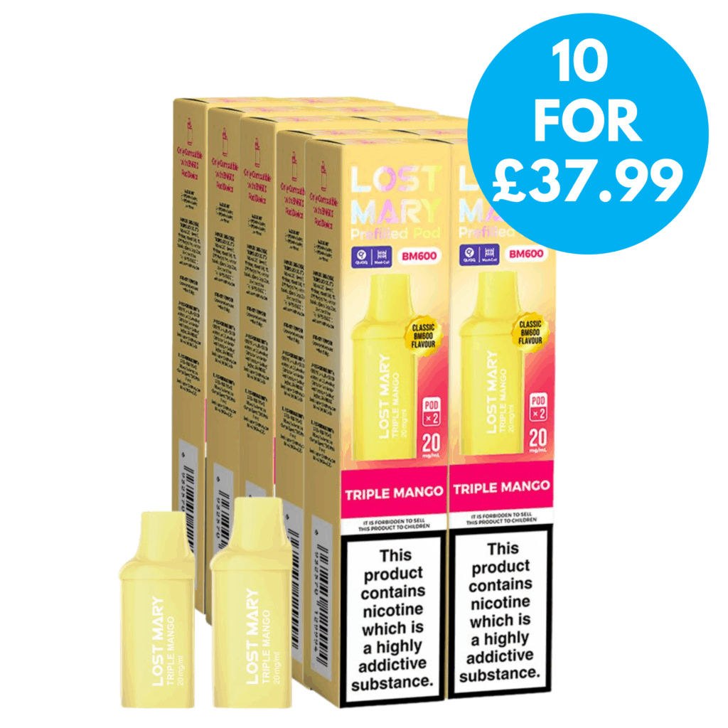 Box of 10 - 20mg (2%) Lost Mary BM600 Prefilled Replacement Pods -  VAPE.CO.UK