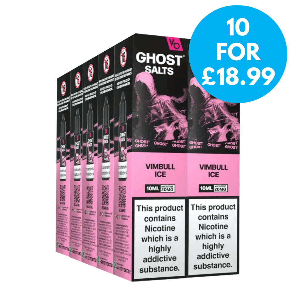 Box of 10 - 10mg Vapes Bars Ghost Salts Nic Salts 10ml E-liquid - VAPE.CO.UK