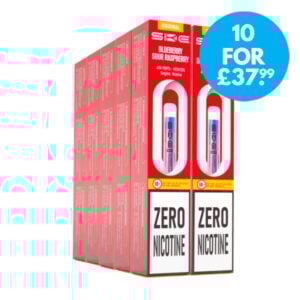 Box Of 10 - SKE Crystal Bar 600 0mg (0%) Prefilled Vape Kit - Nicotine Free